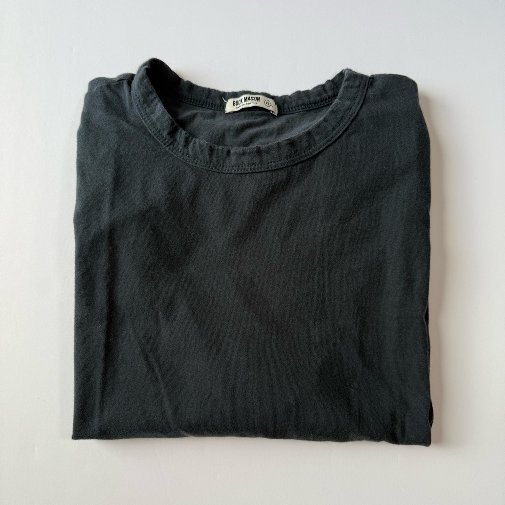 Buck Mason Slub Curved Hem Tee Navy XLT